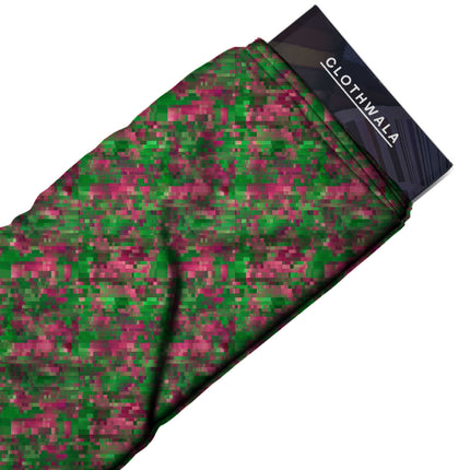 forest green floral fabric detail — textured finish digital print closeup