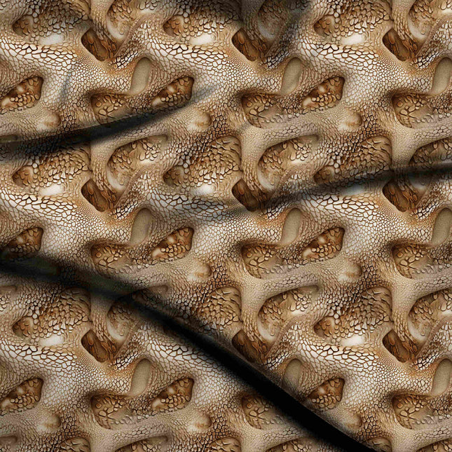mocha brown animal digital print fabric texture — medium scale closeup