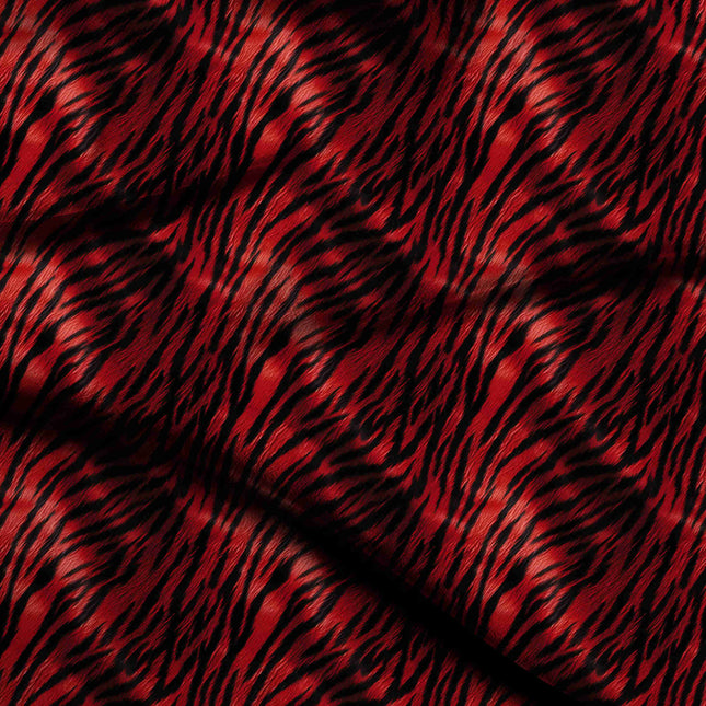 crimson red animal digital print fabric texture — large scale closeup