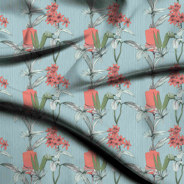 dusty rose floral digital print fabric texture — medium scale closeup