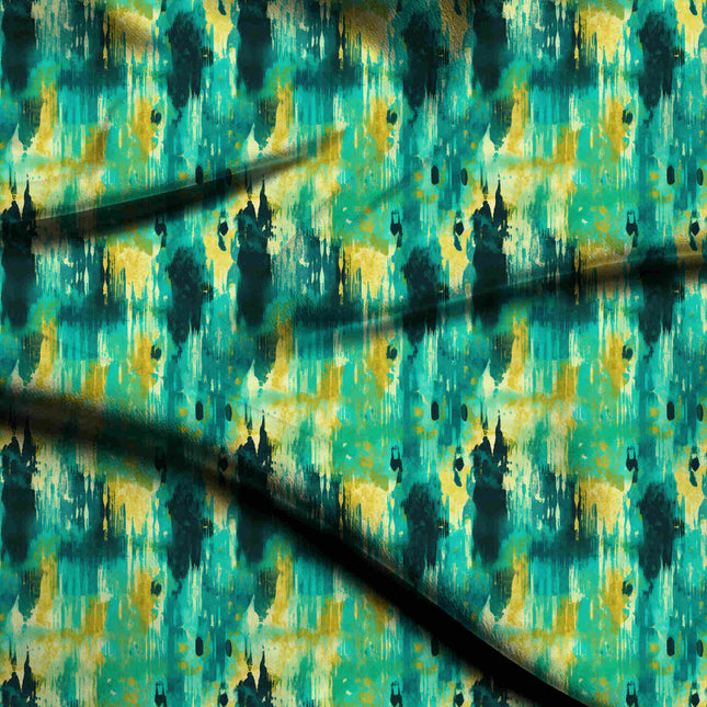 teal abstract digital print fabric texture — large scale closeup
