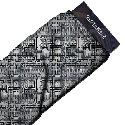 jet black geometric fabric detail — matte finish digital print closeup