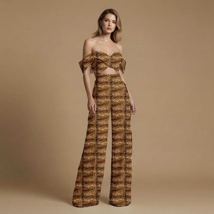 burnt sienna animal all-over print pattern — medium scale repeat layout