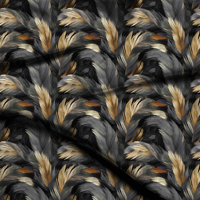 jet black animal digital print fabric texture — medium scale closeup