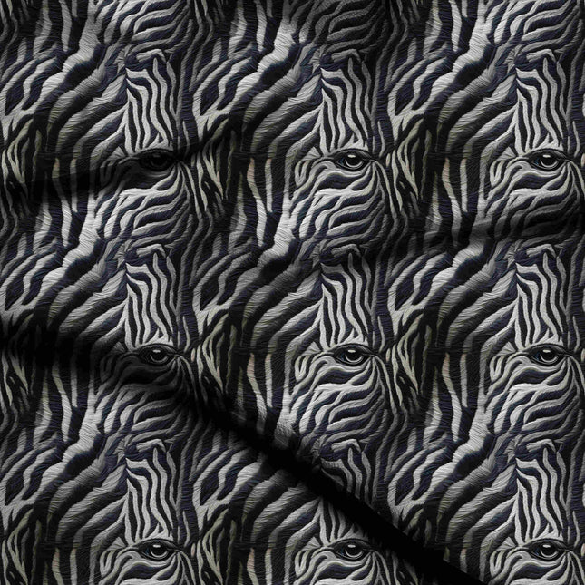 jet black animal digital print fabric texture — medium scale closeup