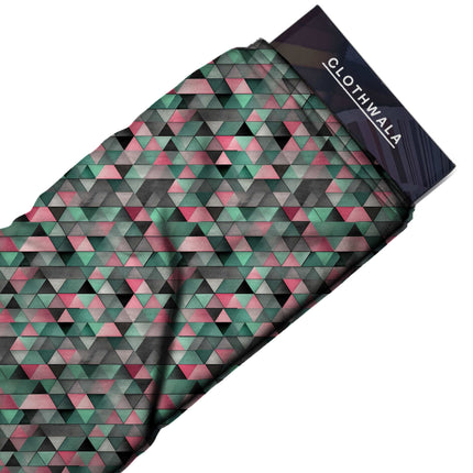 seafoam green geometric fabric detail — matte finish digital print closeup