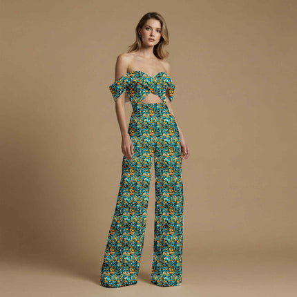 teal abstract all-over print pattern — large scale repeat layout