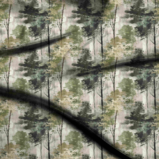 Forest Green Floral Digital Print Fabric | Destination Wedding | Dark botanical couture | Poly Spandex Print - 1864