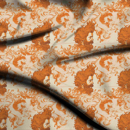 burnt sienna floral digital print fabric texture — large scale closeup