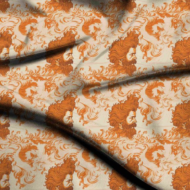 burnt sienna floral digital print fabric texture — large scale closeup