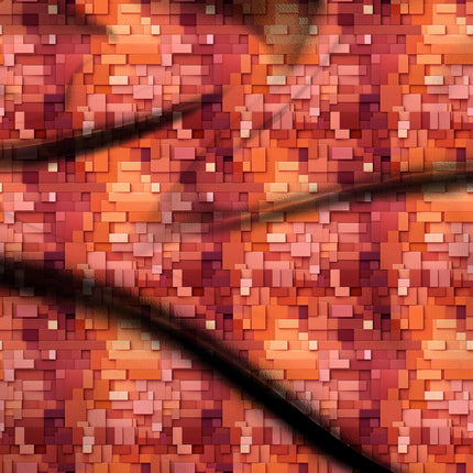 burnt sienna geometric fabric detail — textured finish digital print closeup
