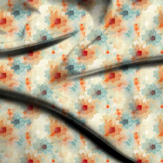 ivory cream floral print fabric draped — kaftan styling