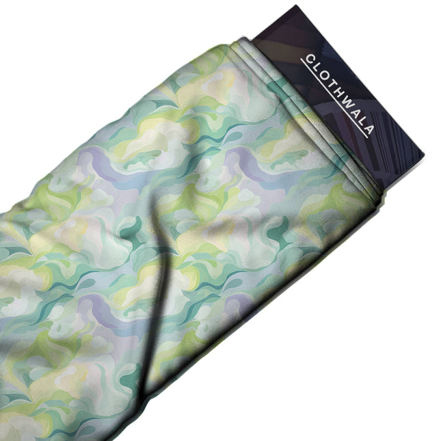 Seafoam Green Abstract Digital Print Fabric | Beach Vibes | Fluid Abstract | Heritage silk fabric - Image 2