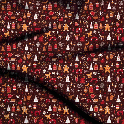 Maroon Other Digital Print Fabric for Palazzo Suit | Evening Wear - 4617