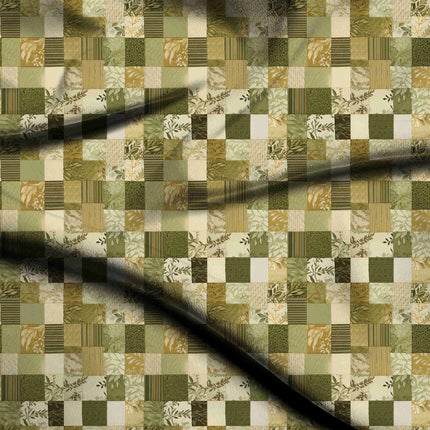 sage green geometric digital print fabric texture — medium scale closeup