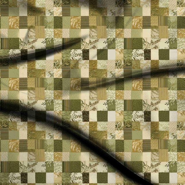 sage green geometric digital print fabric texture — medium scale closeup