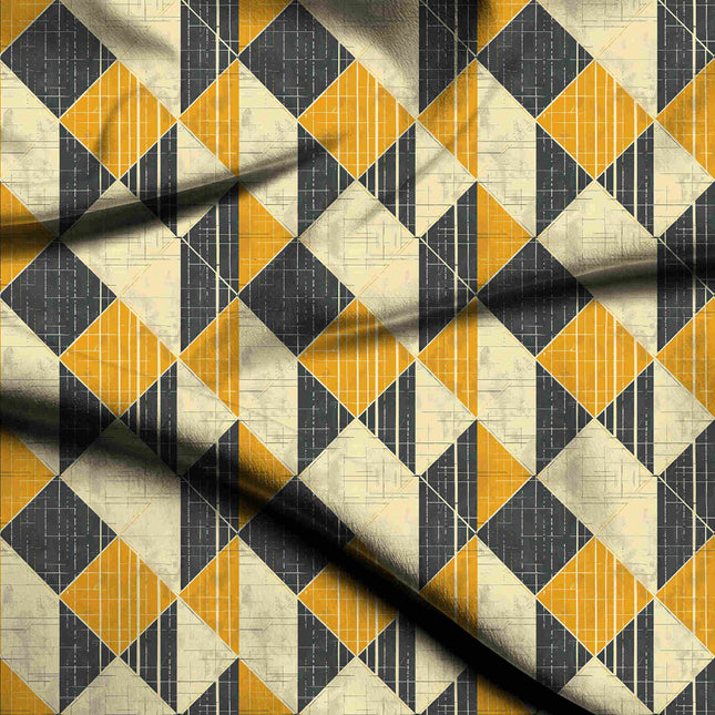 charcoal grey geometric digital print fabric texture — medium scale closeup
