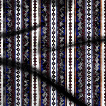 cobalt blue geometric digital print fabric texture — fine scale closeup