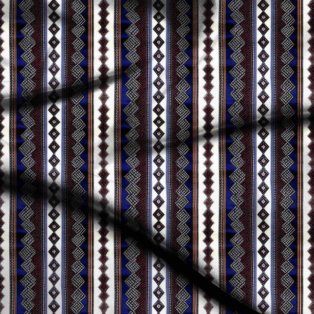 cobalt blue geometric digital print fabric texture — fine scale closeup