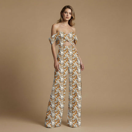 ivory cream floral all-over print pattern — large scale repeat layout