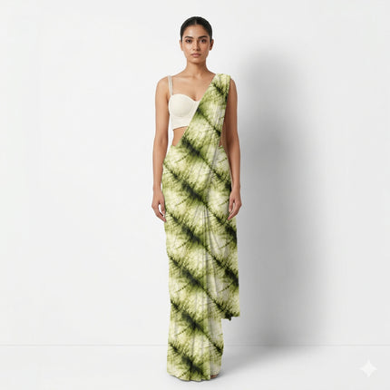 Lime Green Ethnic Digital Print Fabric for Anarkali | Whimsical Ethnic Wear - Image 5