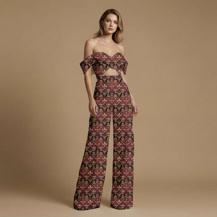 deep burgundy other all-over print pattern — large scale repeat layout