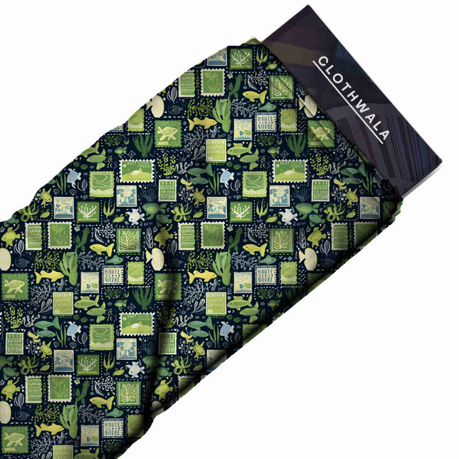 Forest Green Floral Digital Print Fabric | Saree Kurti Anarkali | Casual Wear | Cottagecore | Botanical Print | Crepe Silk Print - Image 2