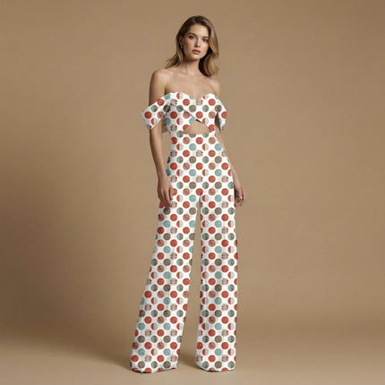 burnt sienna polka all-over print pattern — medium scale repeat layout