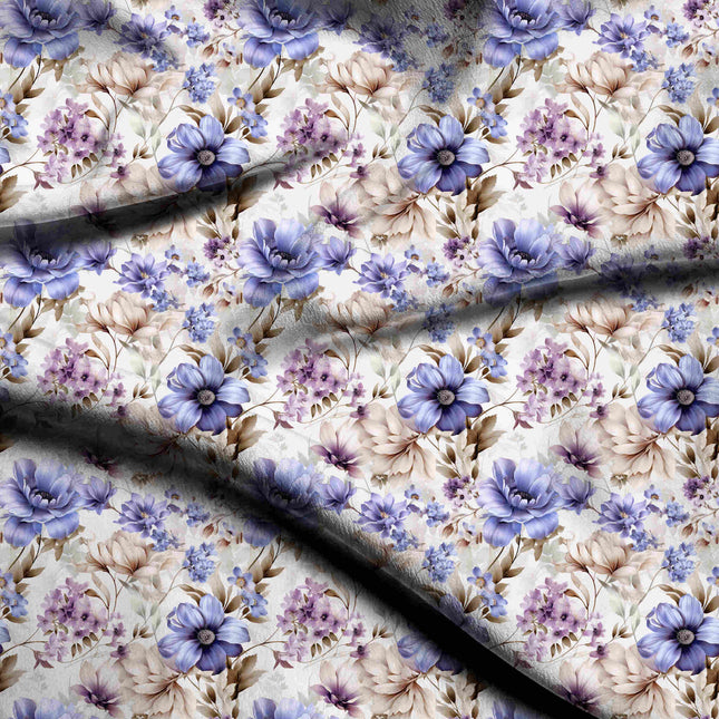 periwinkle blue floral print fabric draped — kaftan styling
