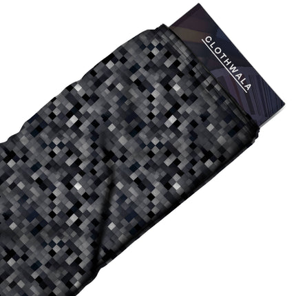 charcoal grey geometric fabric detail — textured finish digital print closeup