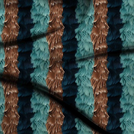 deep teal stripes fabric detail — textured finish digital print closeup