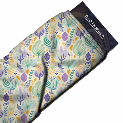 lilac floral fabric detail — matte finish digital print closeup