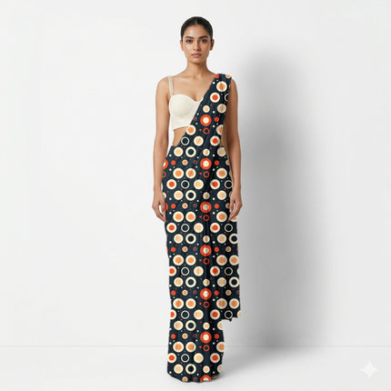 Deep Navy Geometric Digital Print Fabric for Set | Urban Festival Wear - Image 3