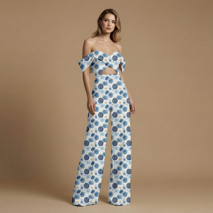 deep indigo floral all-over print pattern — medium scale repeat layout