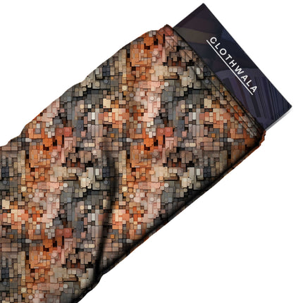 burnt sienna abstract fabric detail — textured finish digital print closeup