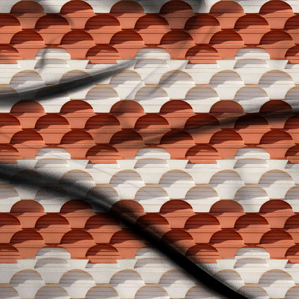 burnt sienna geometric digital print fabric texture — medium scale closeup