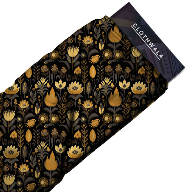 Black Floral Digital Print Fabric for Co-ord | Romantic Garden Party - Image 2