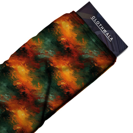 burnt sienna abstract fabric detail — textured finish digital print closeup