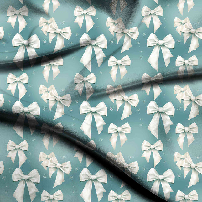 Aqua Blue Floral Digital Print Fabric for Set | Vibrant Artwear Textile - 4453