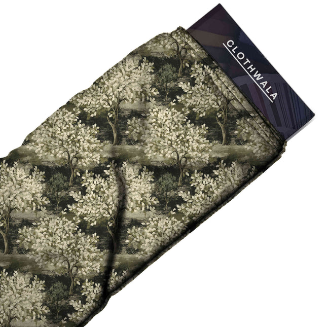 Ivory Cream Floral Digital Print Fabric | Puja Wear | Dark Marble Drums | Vintage Floral | Viscose Organza Print - Image 2