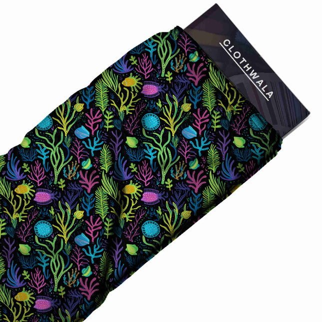 fuchsia tropical print fabric draped — maxi dress styling