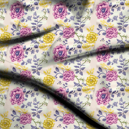 magenta floral digital print fabric texture — medium scale closeup