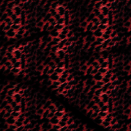 crimson red animal digital print fabric texture — large scale closeup