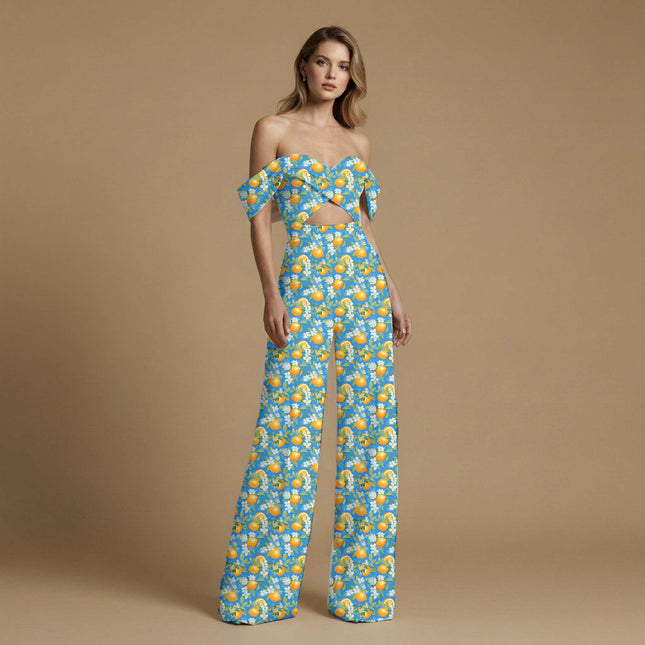 cerulean blue floral print fabric draped — kurta styling