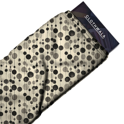 ivory cream polka fabric detail — textured finish digital print closeup