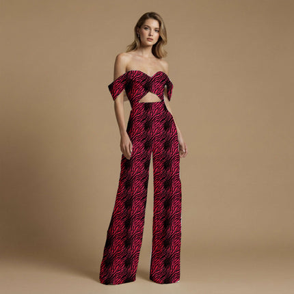 crimson red animal all-over print pattern — large scale repeat layout