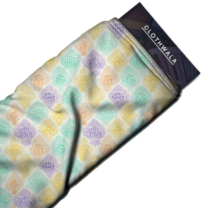 mint green floral fabric detail — matte finish digital print closeup