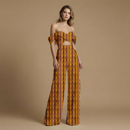 mustard yellow floral fabric detail — embossed finish digital print closeup
