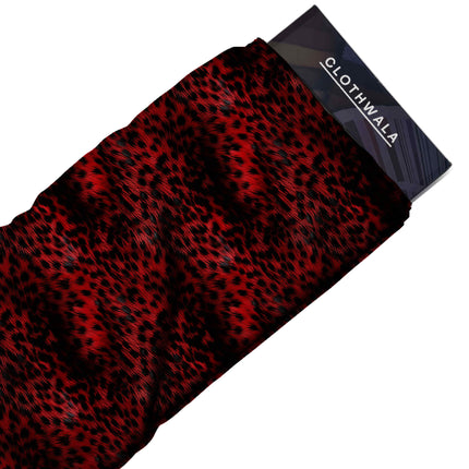crimson red animal fabric detail — textured finish digital print closeup