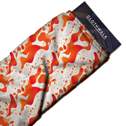 fiery orange abstract print fabric draped — kurta set styling